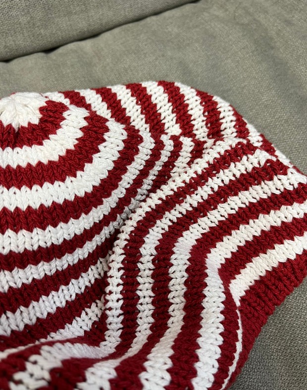 Red Stripy Beret #220452