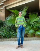 Green Tie Dye Cable Crop Knit #221113