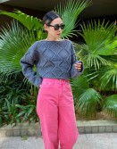 Grey Quilted Cropped Knit #221116