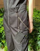 Black Buckle Zipped Overall #230444