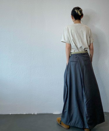 Grey Irregular Maxi Skirt #230806