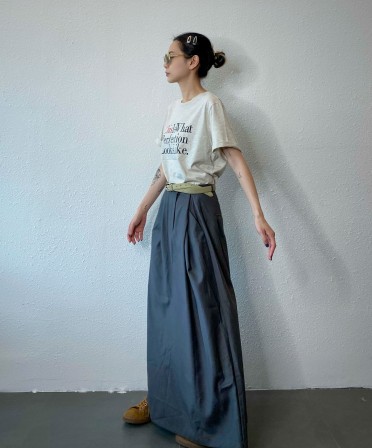 Grey Irregular Maxi Skirt #230806