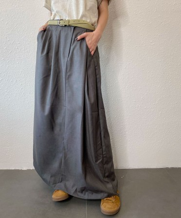 Grey Irregular Maxi Skirt #230806