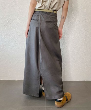Grey Irregular Maxi Skirt #230806
