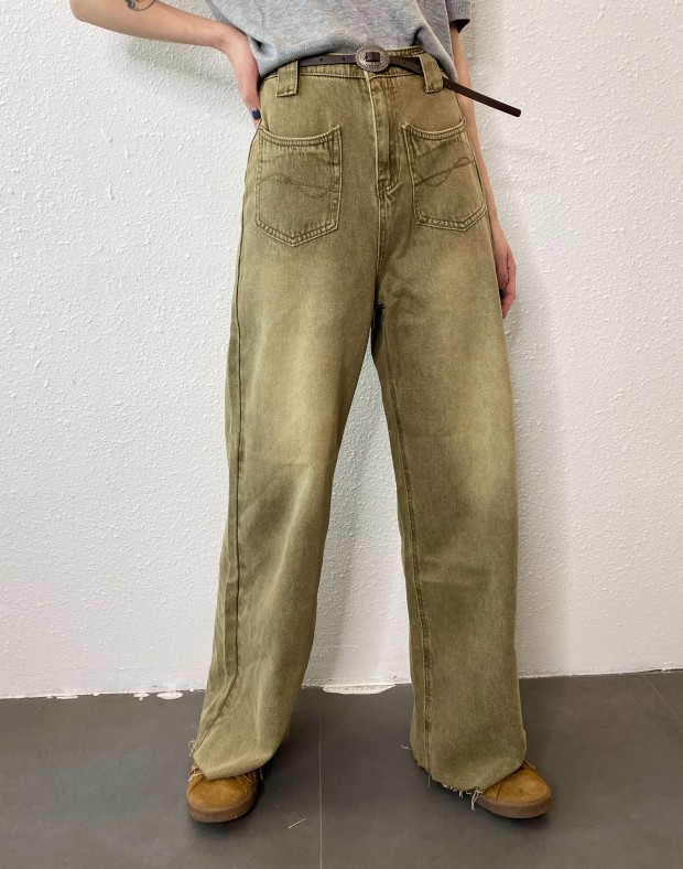 Bronze High Waist Jeans with Belt #230820