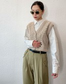 Beige Cable Vest #230826