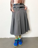Double Waist Pleated Skirt Polyester  #231210