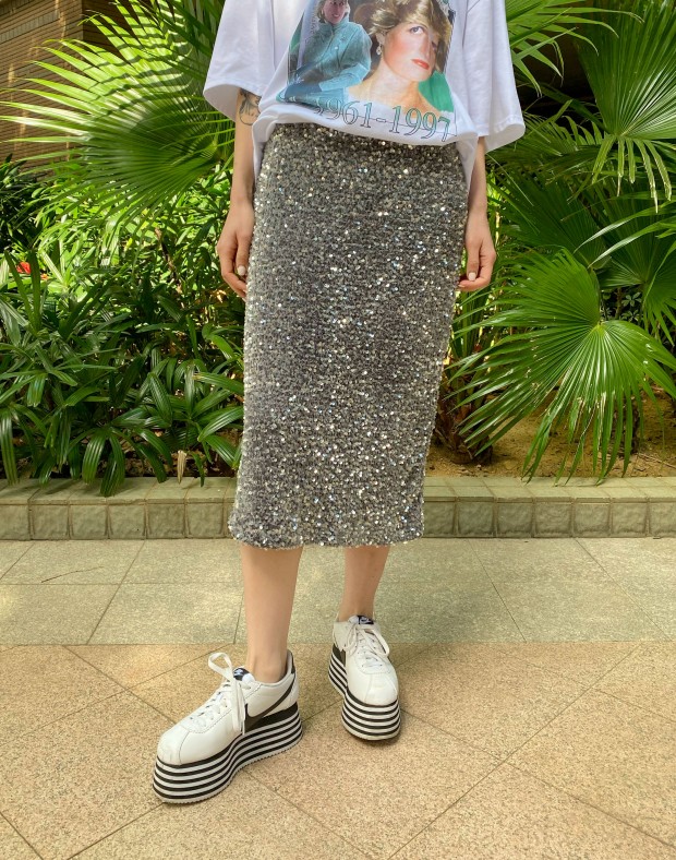 Silver Sequins Skirt #230210