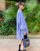 Pin Stripe Long Line Shirt #230236