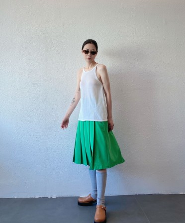 Green Pleated Skirt #230711