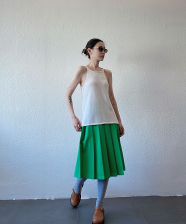 Green Pleated Skirt #230711