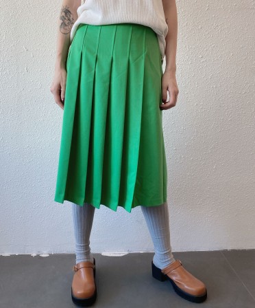 Green Pleated Skirt #230711