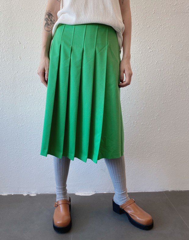 Green Pleated Skirt #230711