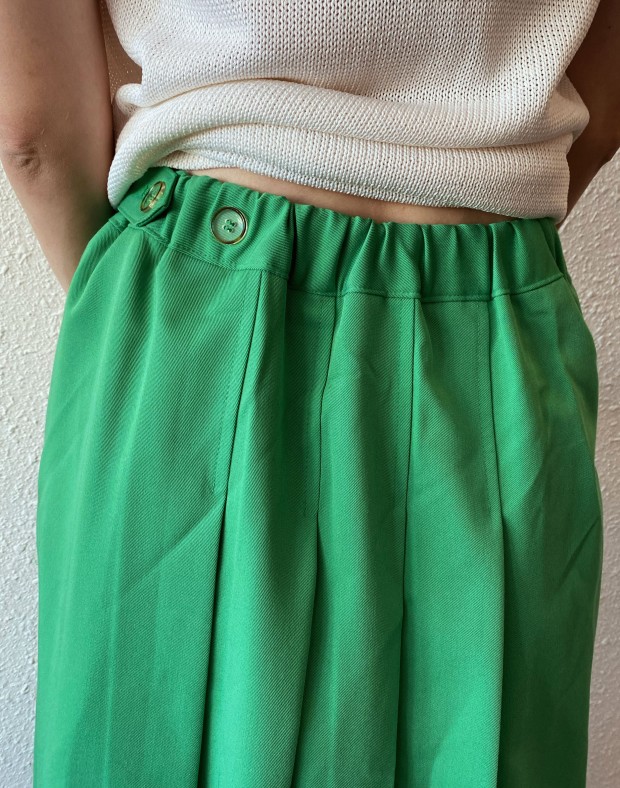 Green Pleated Skirt #230711