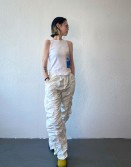 White Wrinkle Track Pants #230609