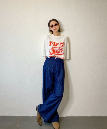 White “Pie” Print Tee #230508
