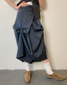 Black Pin Stripe Irregular Skirt #230517