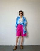 Fuchsia French Buckle Shorts #230519