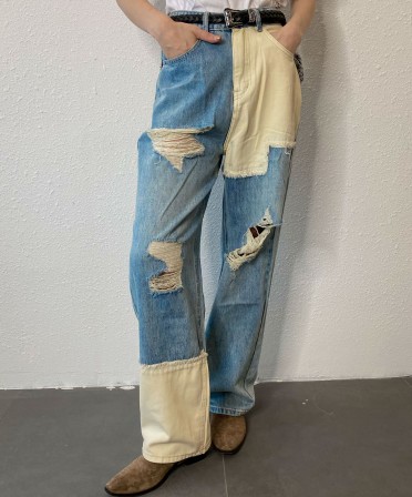 Patched Grunge Style Jeans #230523