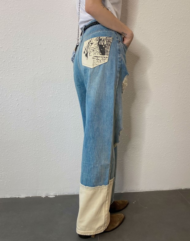 Patched Grunge Style Jeans #230523