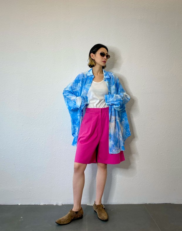 Cloudy Tie Dye Paisley Print Shirt #230524