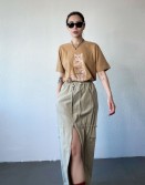 Oatmeal Zipped Skirt #230918