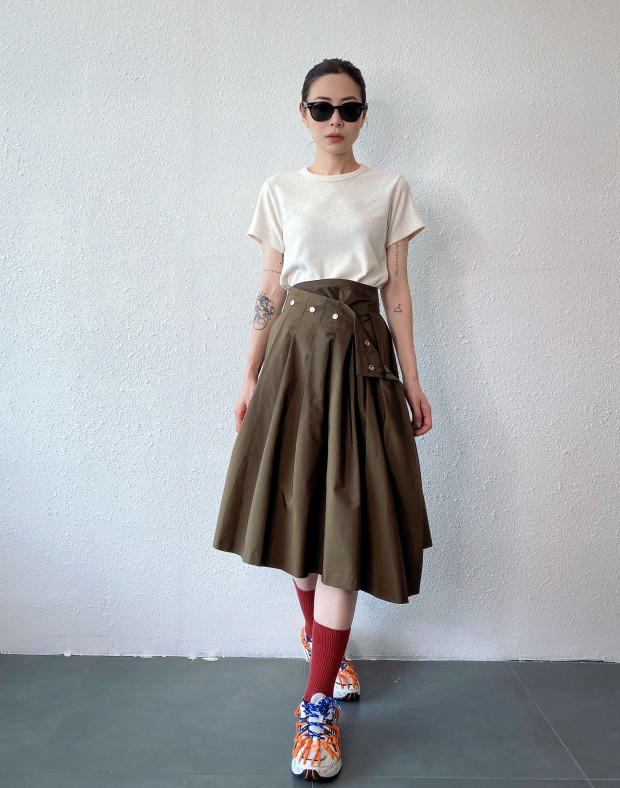 Brown Double Waist Skirt #230924