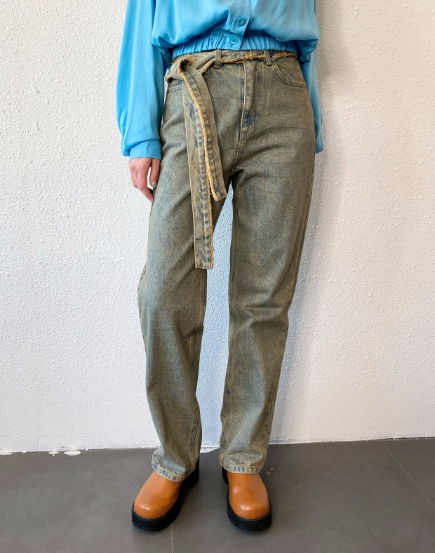 Washed Jeans w/ Belt #230936