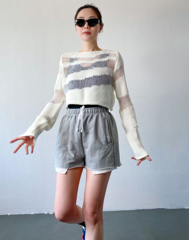 White See Though Crop Knit  #240403