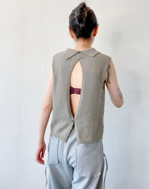 Grey Cut Out Back Vest  #240405