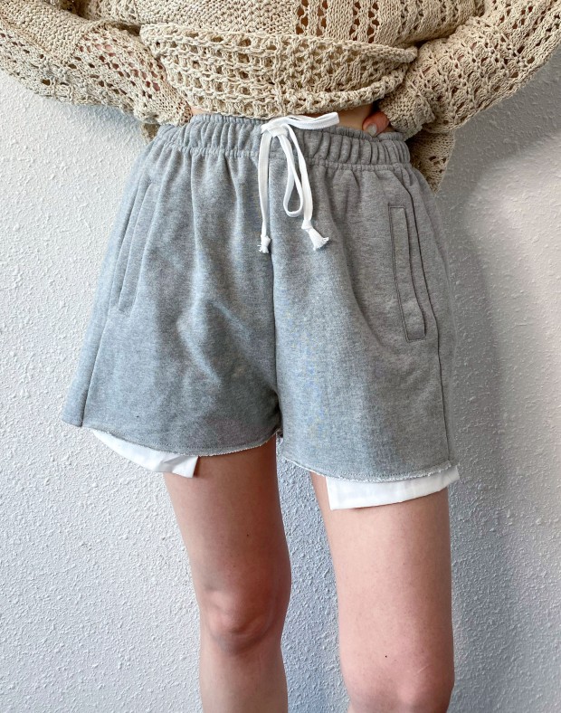 Grey Cotton Relaxing Shorts  #240409