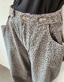 Grey Leopard Wide Jeans #240414
