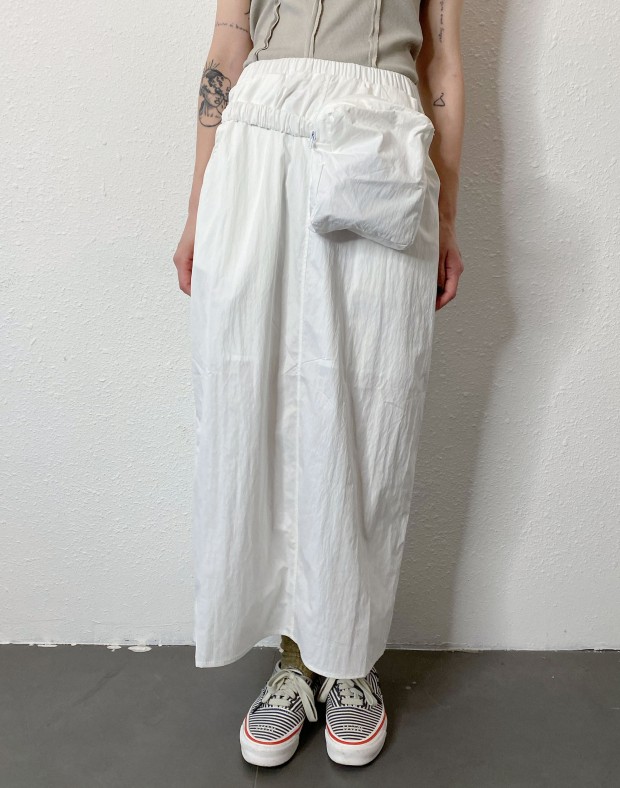 White Nylon Skirt w/  Waist Bag #240833