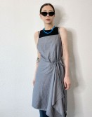 Grey Pin Stripe Wrapped Dress #240508