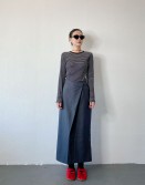 Grey Tilt Waistline Skirt #241107