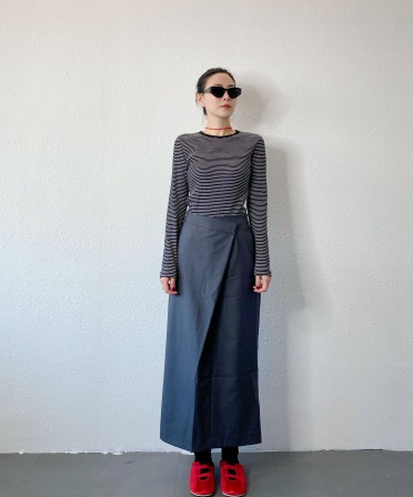 Grey Tilt Waistline Skirt #241107