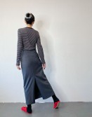 Grey Tilt Waistline Skirt #241107