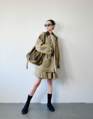 Khaki Pleated Skirt #241111