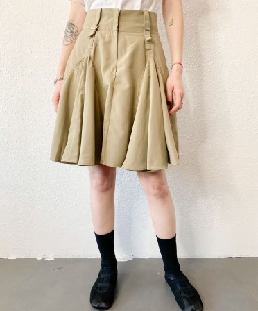 Khaki Pleated Skirt #241111