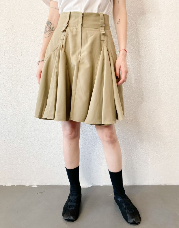 Khaki Pleated Skirt #241111