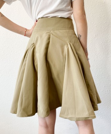 Khaki Pleated Skirt #241111