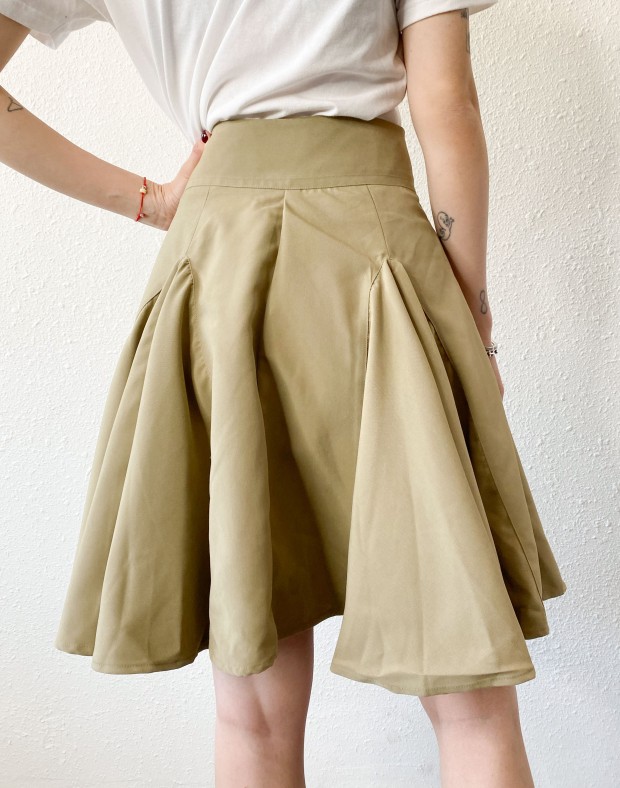 Khaki Pleated Skirt #241111