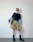 Khaki Pleated Skirt #241111