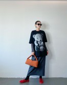 Black Bear Print Oversized Tee #241116