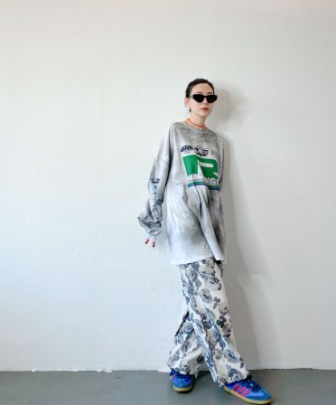  Dirty Wash Oversized Print Tee #241119