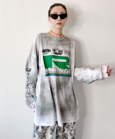  Dirty Wash Oversized Print Tee #241119