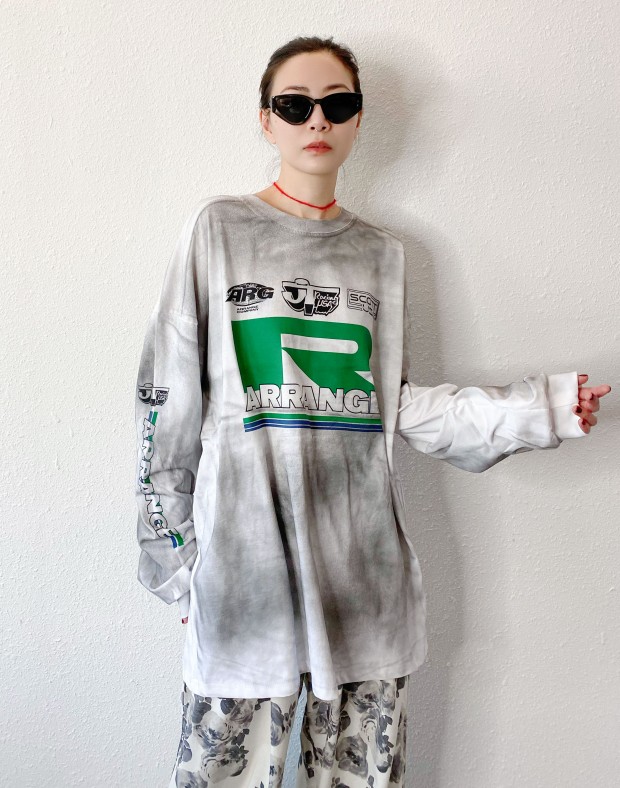  Dirty Wash Oversized Print Tee #241119