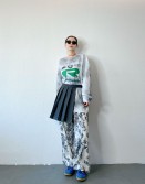 White Floral Printed Sweat Pants #241125