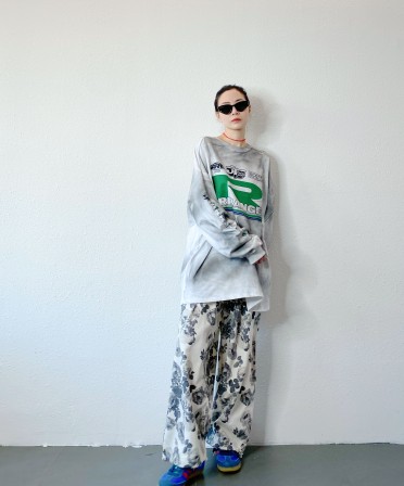 White Floral Printed Sweat Pants #241125