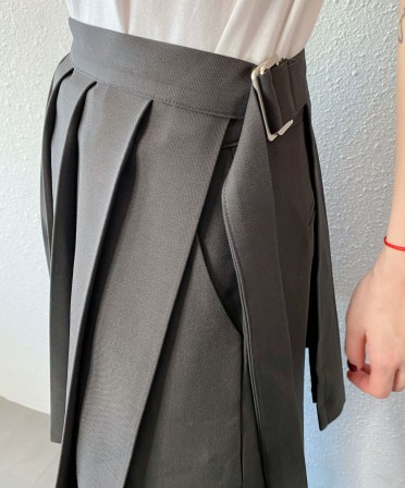 Grey Pleated Skirt Layer #241128